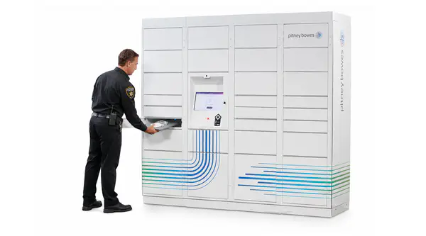 corrections officer using a parcel locker