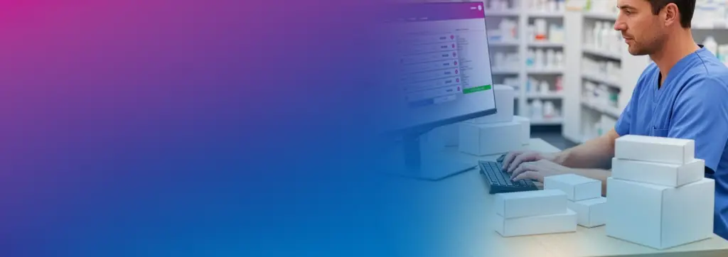 Pharmacist filling a package