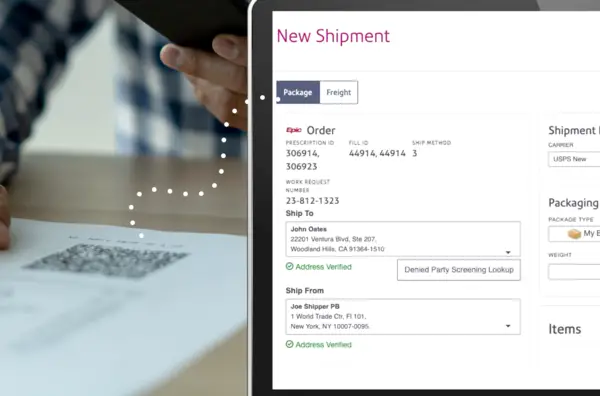 PitneyShip Pharmacy - new shipment dashboard