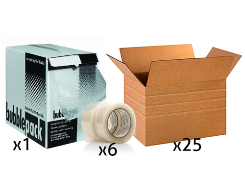 Office Shipping Bundle - Large Multi-Depth Box Tape Bubble Wrap Box