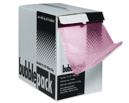 Anti-Static Pink Bubble Wrap Dispenser Box - 12