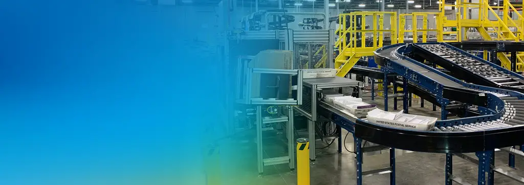high volumes of mail being sorted in a sorting facility