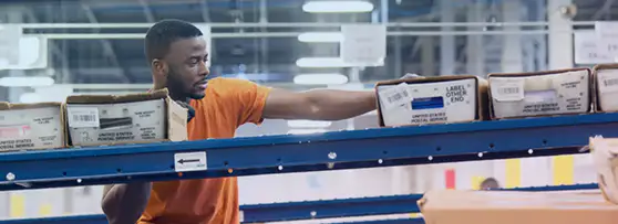 man working in a Presort Mailing facility