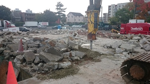 demolition of the concrete slab