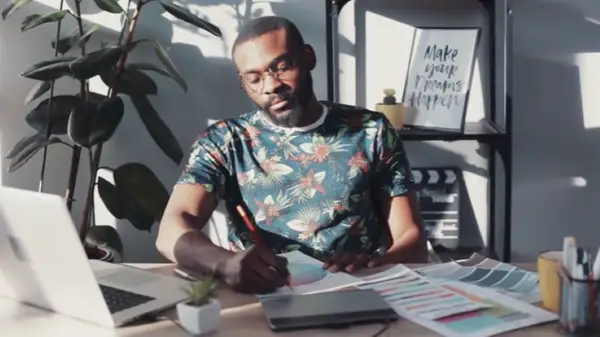 man working at a desk