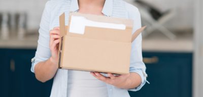 Lady holding a package