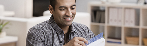 man reading from tablet