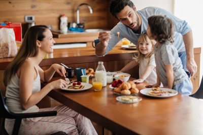 Family having food together