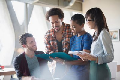 Group of people having conversation