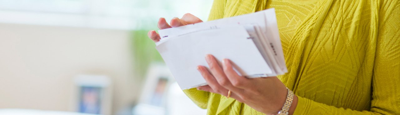 woman reading mail