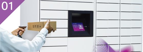 operator delivering package to a parcel locker