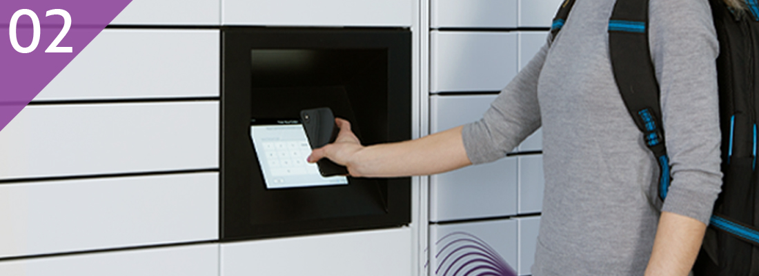 recipient scanning barcode with phone at the parcel locker