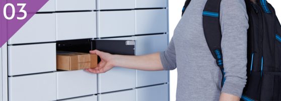 Recipient grabbing their parcel from the smart locker