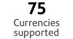 60+ Currencies Supported