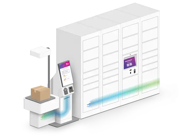 Kiosk and lockers