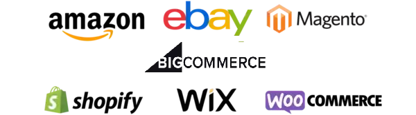 Marketplace logos -- amazon, ebay, magento, shopify, wix, woo commerce, big commerce