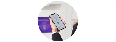 Holding qr code on phone before locker