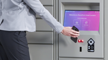 Scanning QR code  or barcode to unlock the smart parcel locker