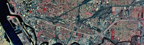 Aerial map with water ways