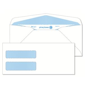 Pitney Bowes® Envelopes #9 Gummed White Double Window 24lb Security Tint