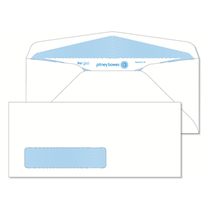 Pitney Bowes® Envelopes #10 gummed White Heat Resistant Window 24lb Security Tint