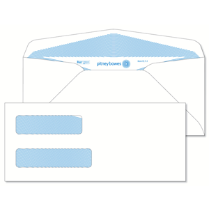 Pitney Bowes® Envelopes #10 Gummed White Double Window 24lb Security Tint