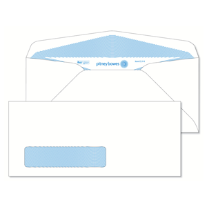 Pitney Bowes® Envelopes #10 Gummed White Window 24lb Security Tint