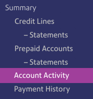 navigation to account activity