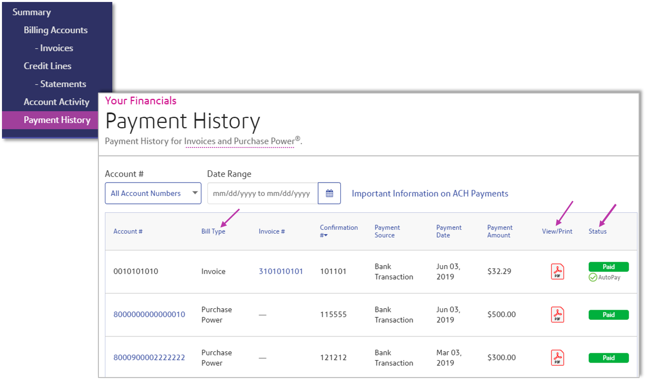 Payment History