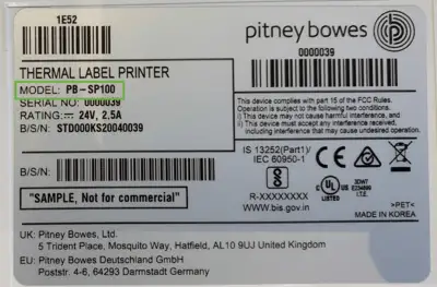 PB-SP100 Product Label
