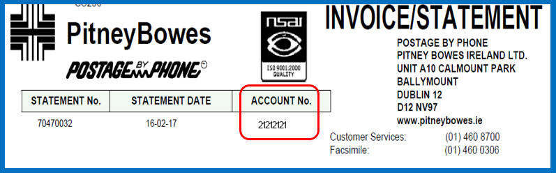 PB postage ccount number