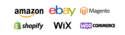 marketplace logos- amazon, ebay, magento, shopify, wix, woo commerce